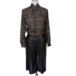 Bisou Bisou Black Faux Leather Gaucho Pants - Women's Size L